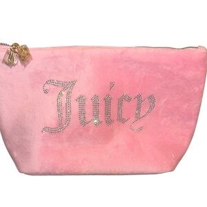 NWOT Juicy Couture Pink Velour Cosmetic Case with Glittery Logo